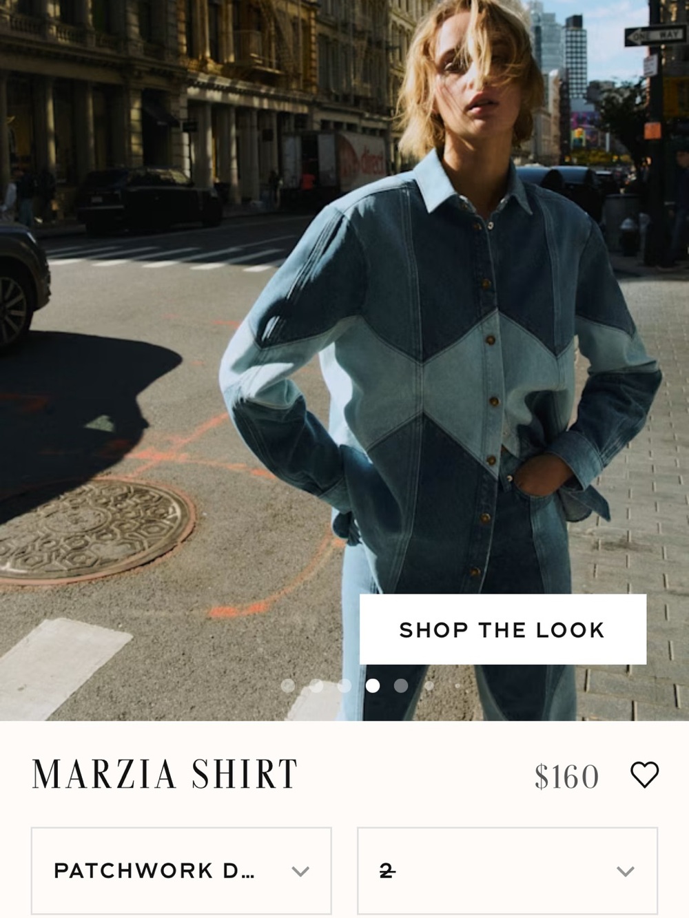 Sezane Marzia Denim Patchwork Shirt Size 8